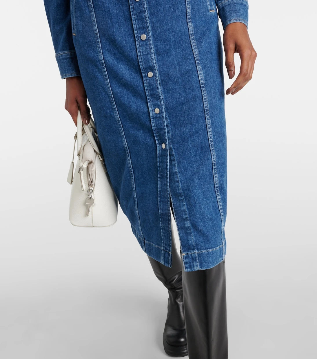 7 For All Mankind - فستان دنيم متوسط الطول