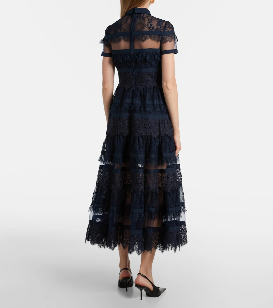 Elie Saab - Tie-neck lace midi dress