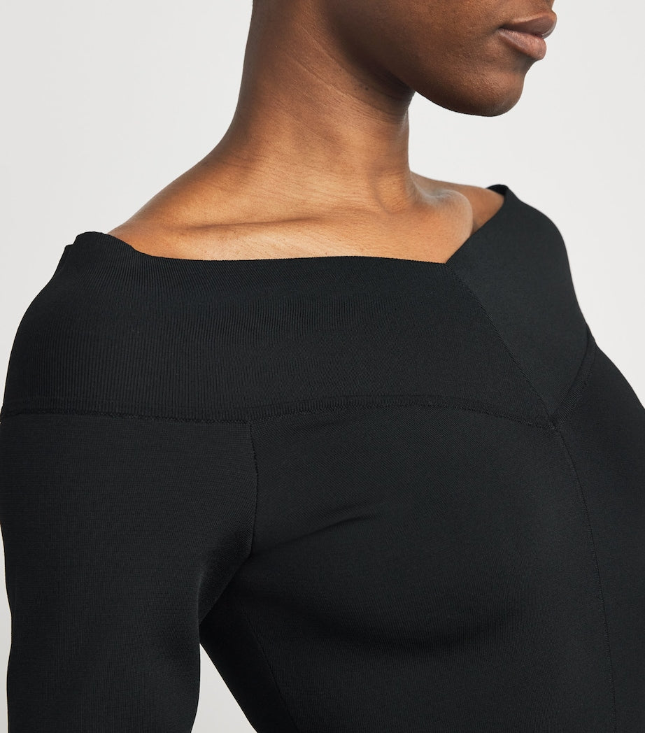 Stella McCartney Black Stretch Knit Off-The-Shoulder Top