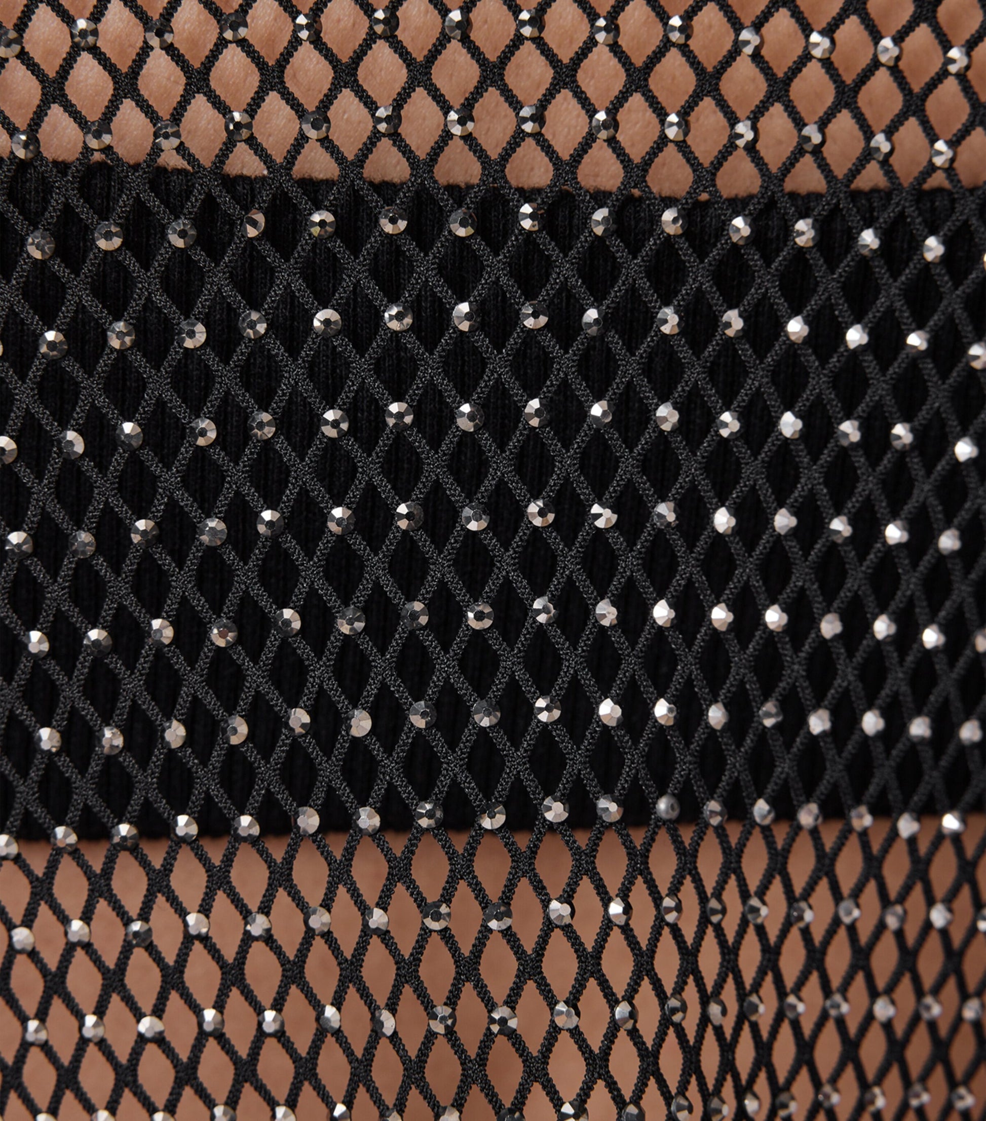 Mesh Embellished Calytrix Crop Top BLACK