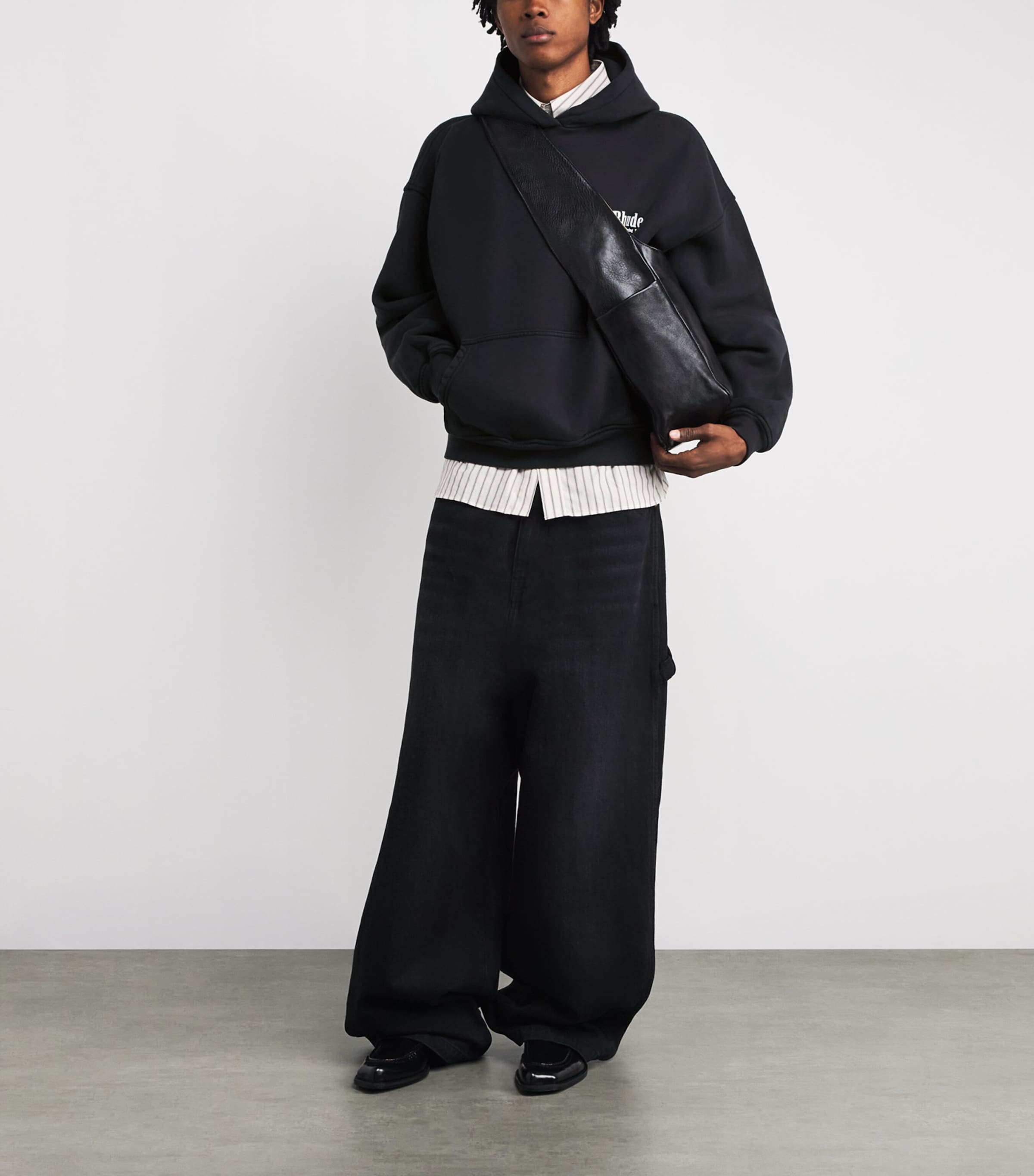 Black Cotton Rhude International Racing Hoodie