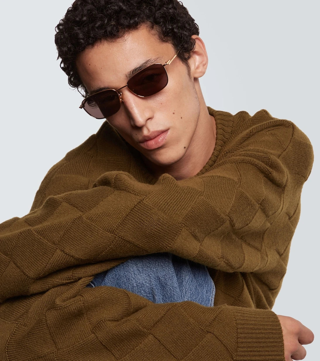 Bottega Veneta - Bölünmüş dikdörtgen güneş gözlüğü