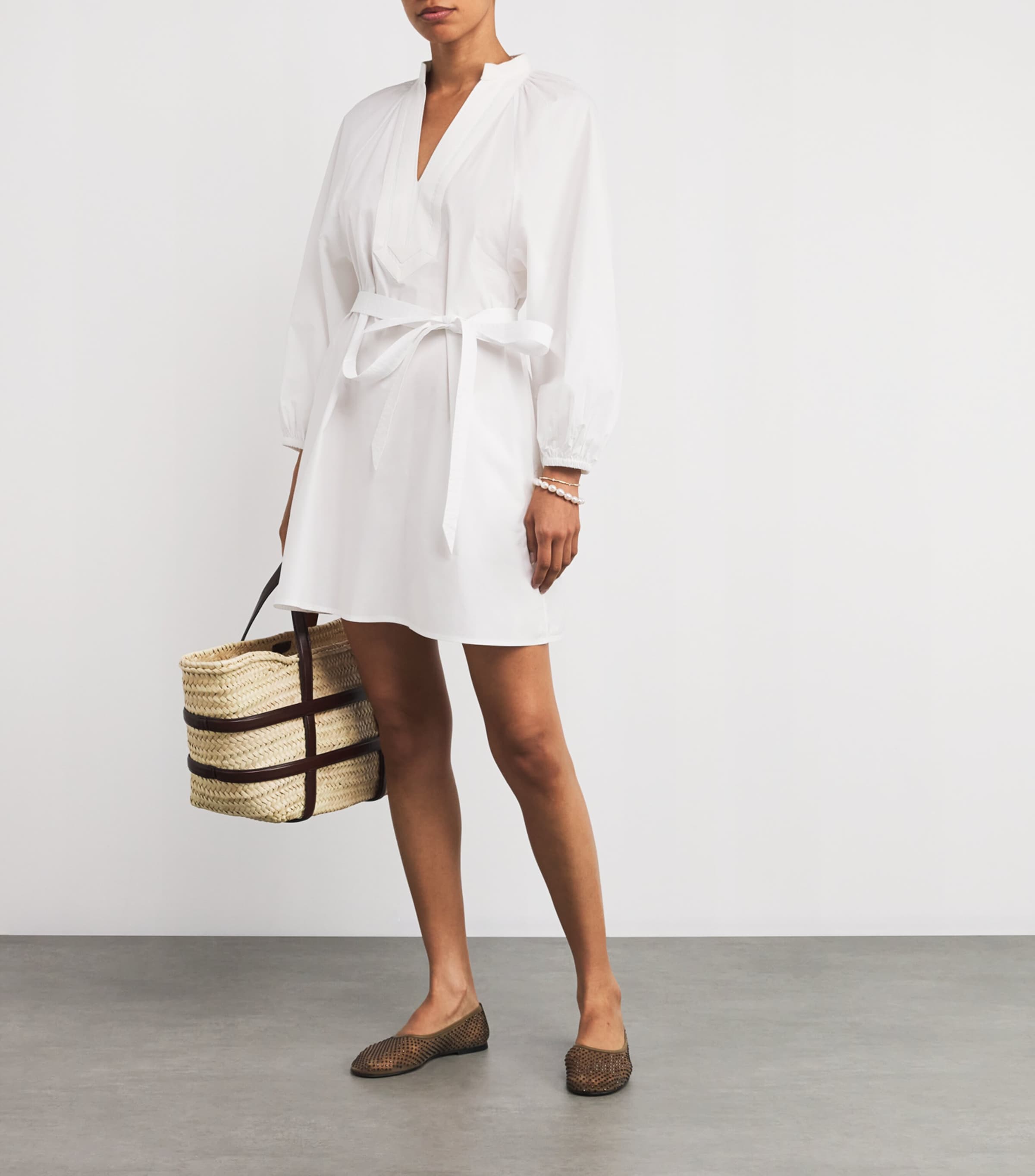 White Cotton Tunic Mini Dress