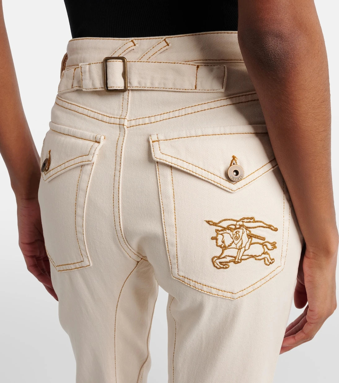Burberry - İşlemeli İspanyol paça kot pantolon