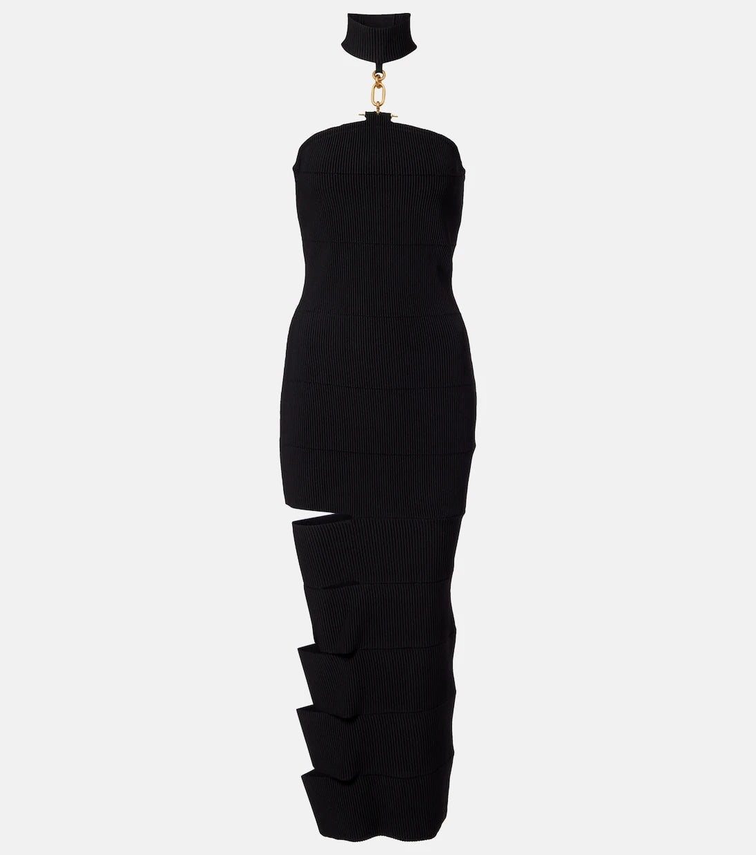 Balmain - Cutout ribbed-knit gown