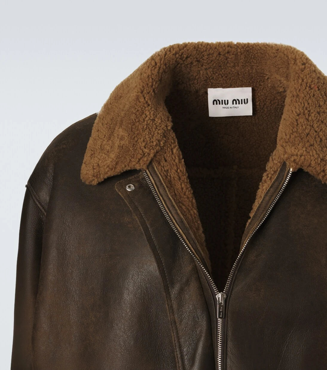 Miu Miu - Shearling-lined leather blouson jacket