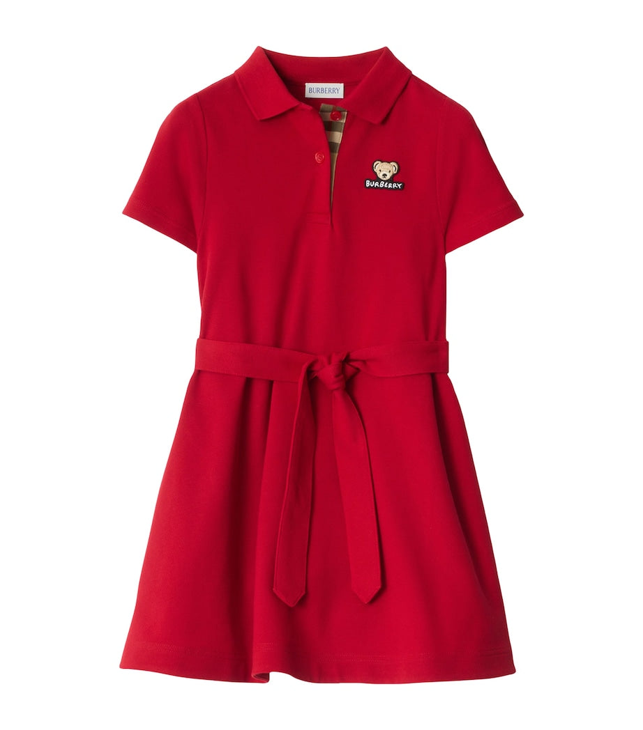 Burberry Kids Red Cotton Polo Dress (3-12 Years)