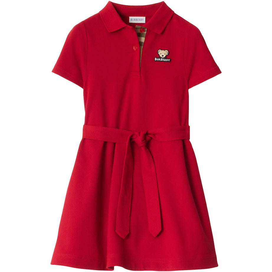 Burberry Kids Red Cotton Polo Dress (3-12 Years)