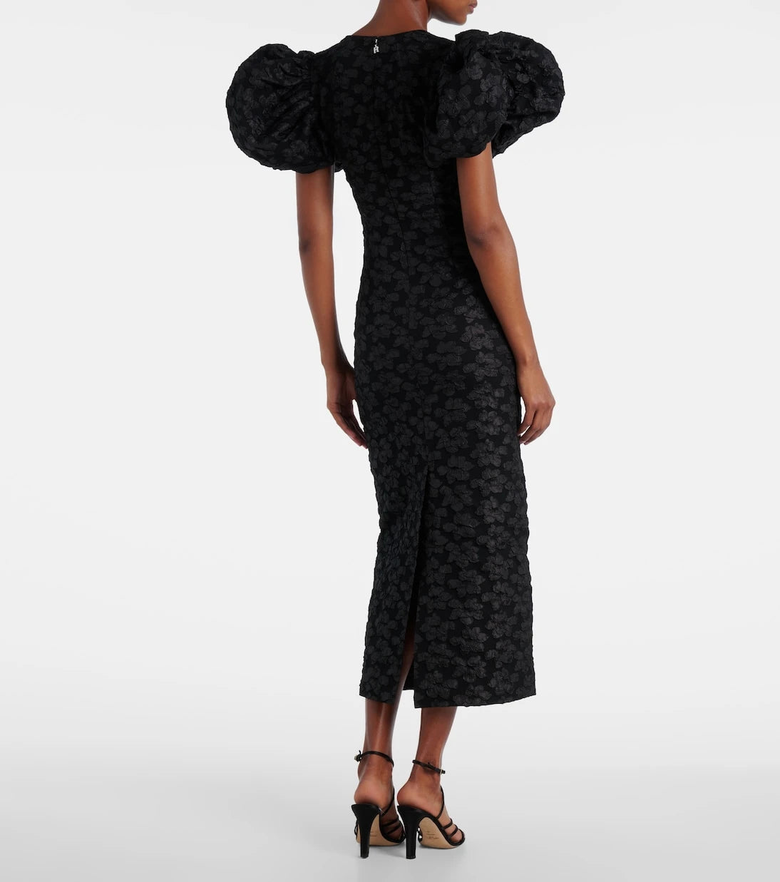 Rotate - Floral jacquard puff-sleeve midi dress