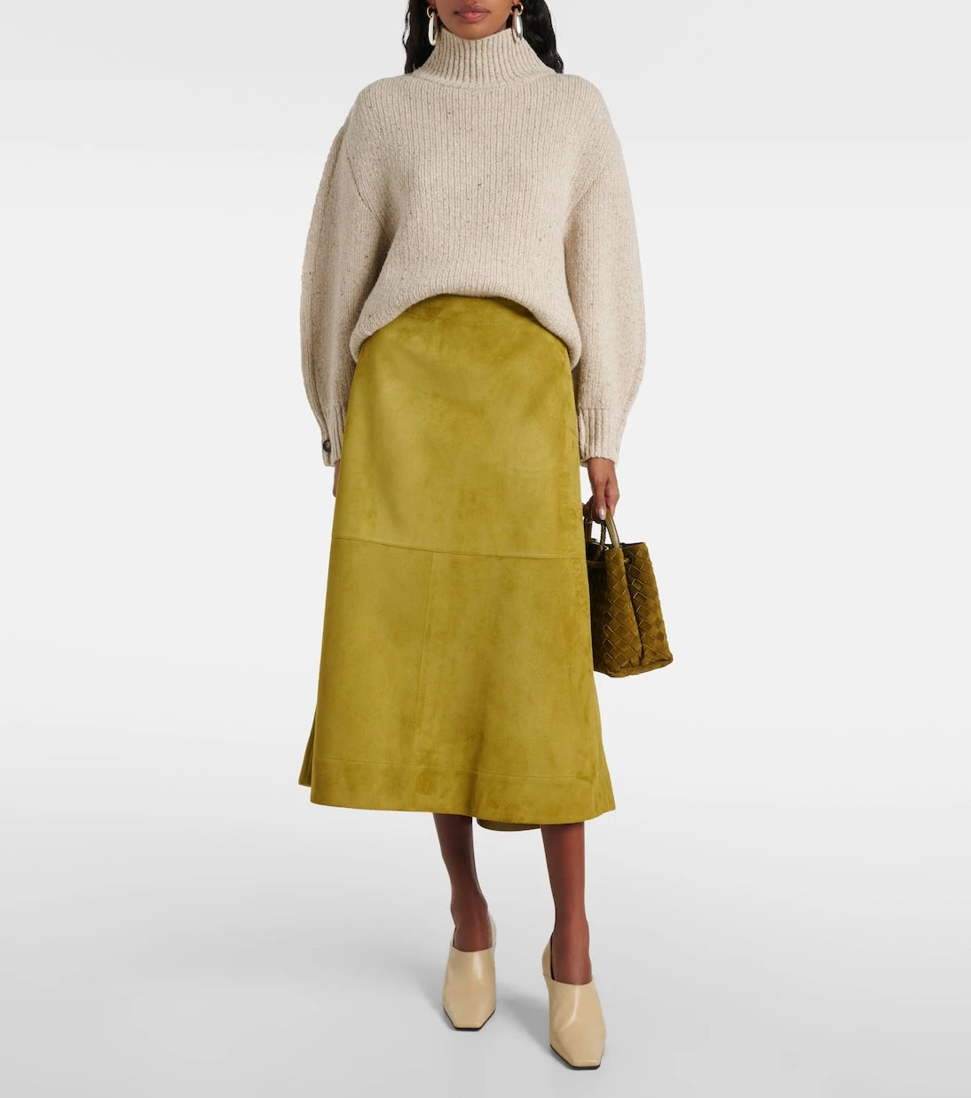 Bottega Veneta - Suede midi skirt