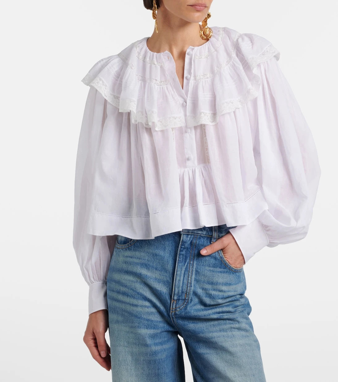 Chloé - Lace-trimmed cotton voile blouse