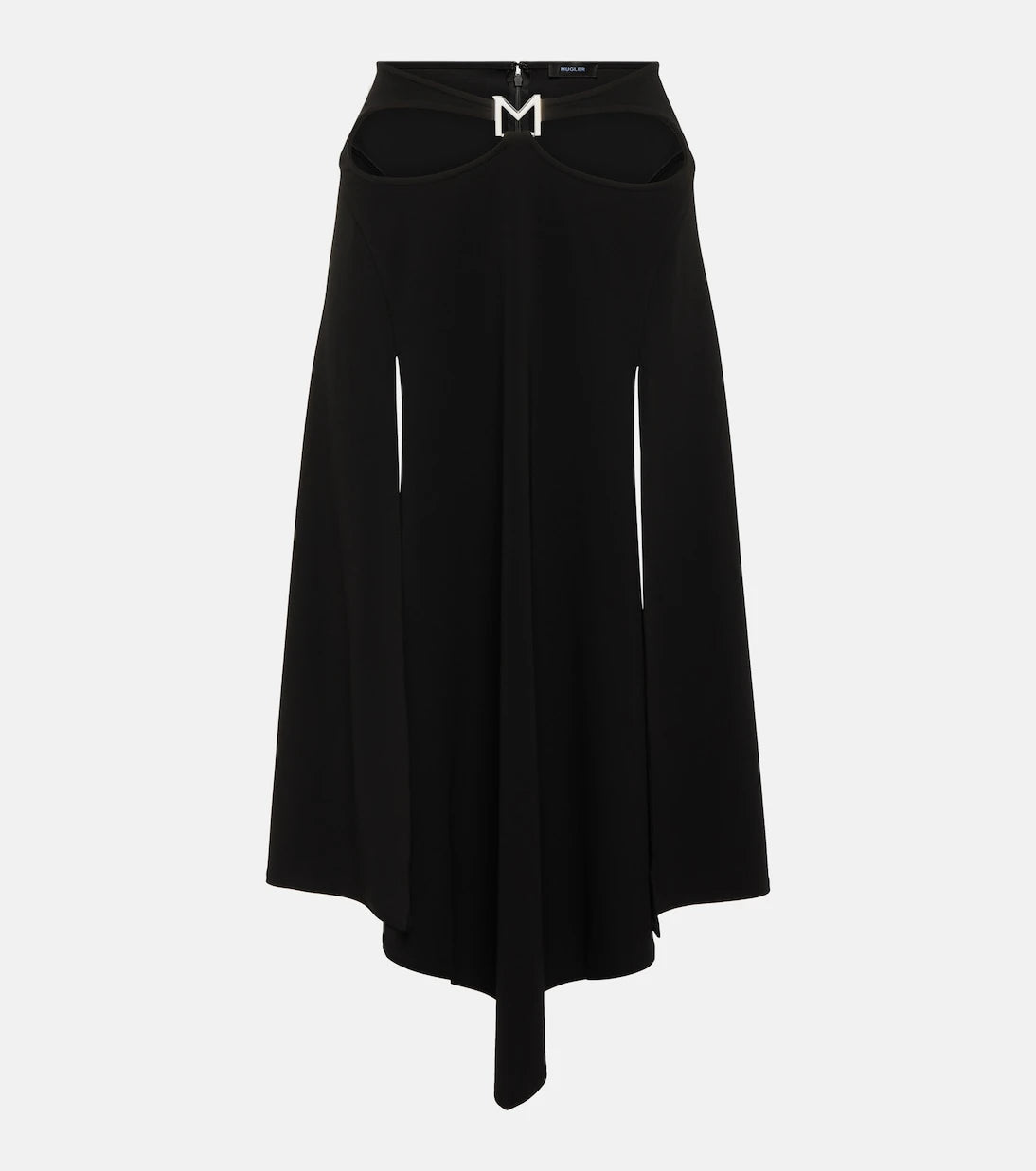 Mugler - تنورة ميدي غير متماثلة بشعار