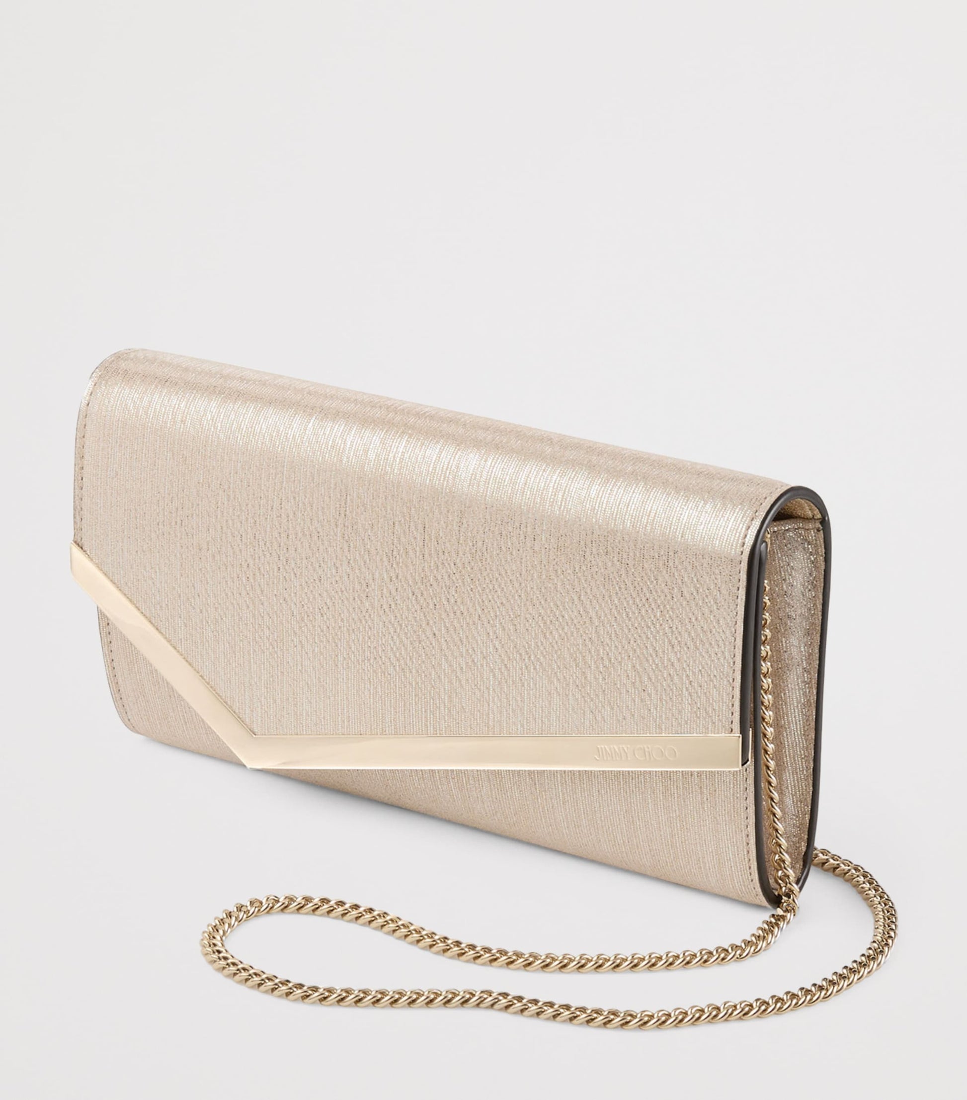 Jimmy Choo Gold Leather Emmie Clutch Bag