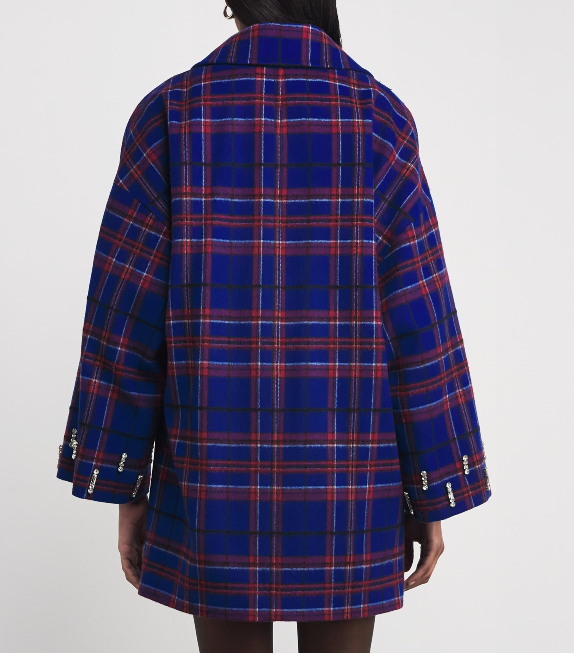 MAX&Co. Blue Wool-Blend Check Pea Coat