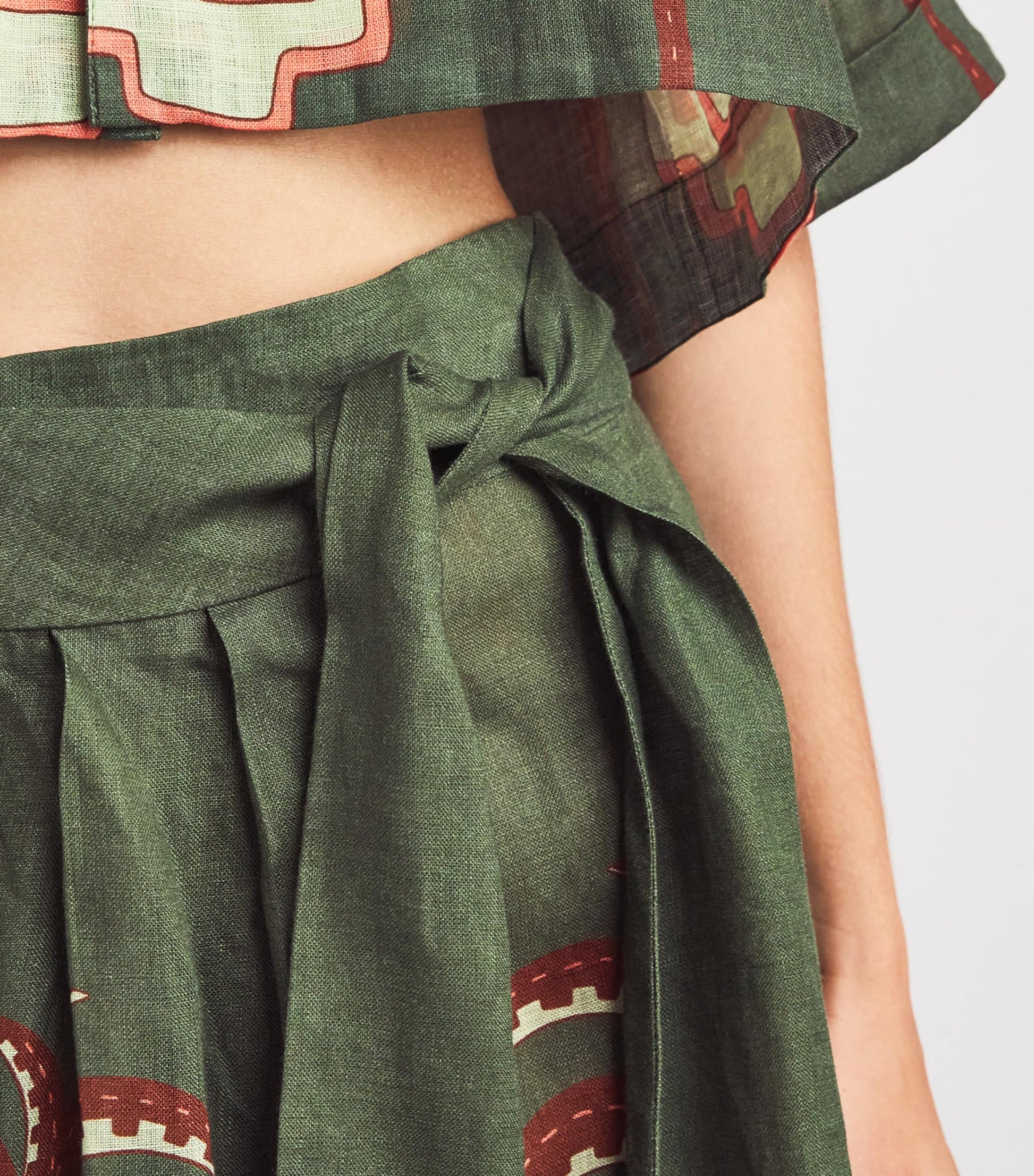 Johanna Ortiz Green Amazon Echoes Midi Skirt