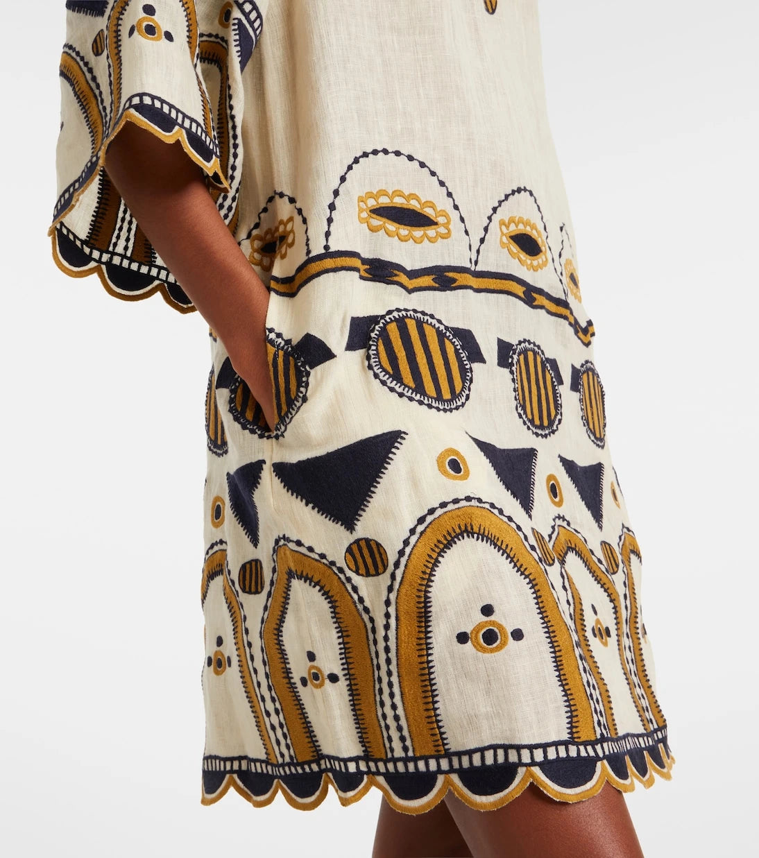 Eres - Medaillon embroidered linen minidress