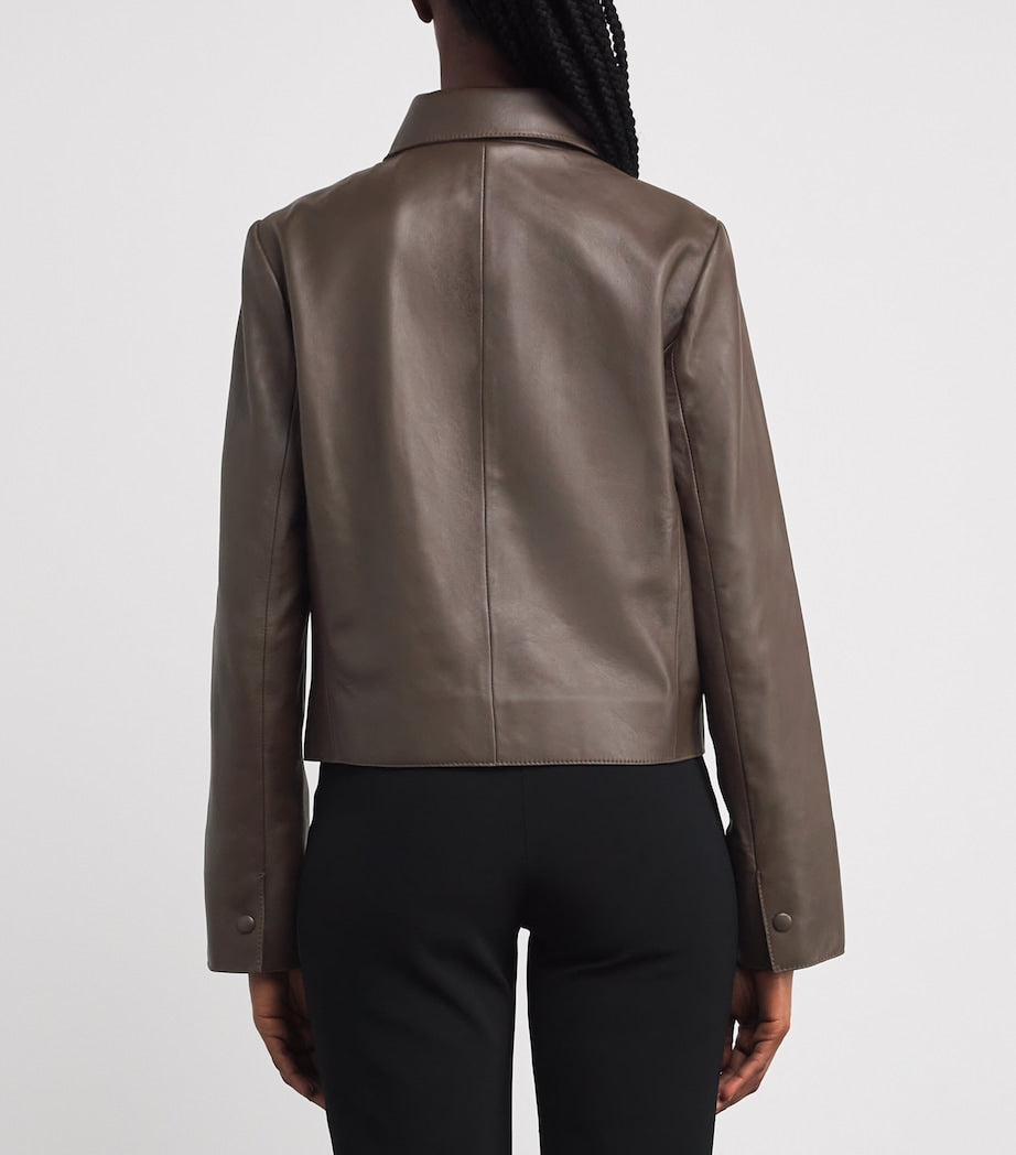 ME+EM Brown Patch-Pocket Leather Jacket