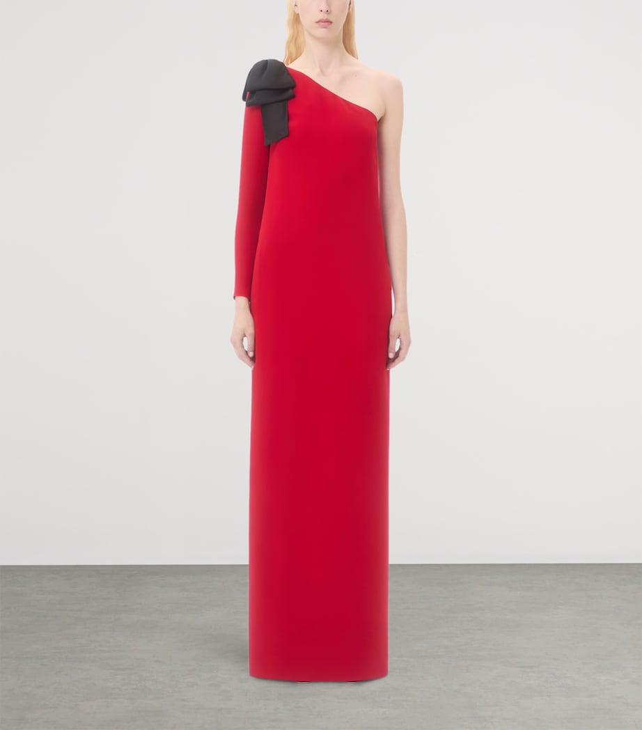 Valentino Red Silk One-Shoulder Gown