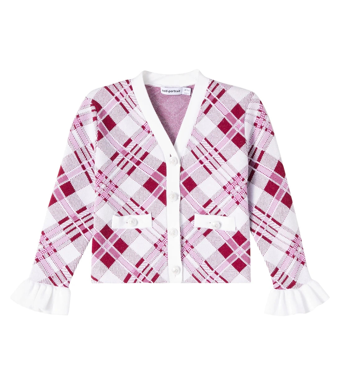 Self-Portrait Kids - Ruffled checked cardigan