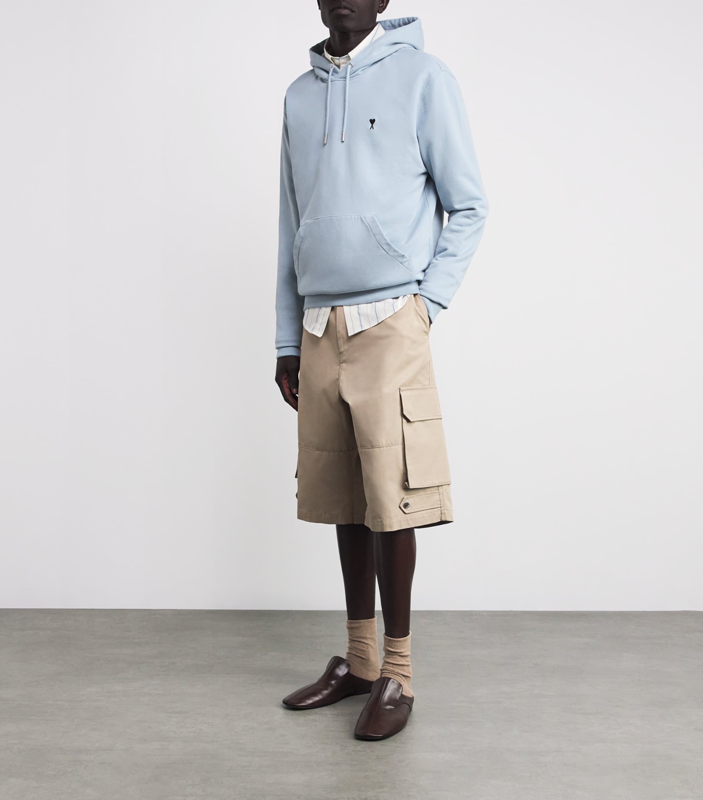 Blue Cotton Embroidered Ami De Coeur Logo Hoodie