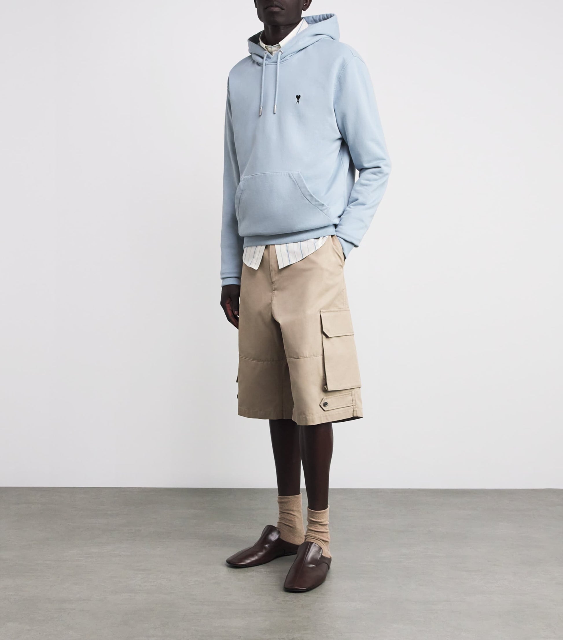 Blue Cotton Embroidered Ami De Coeur Logo Hoodie