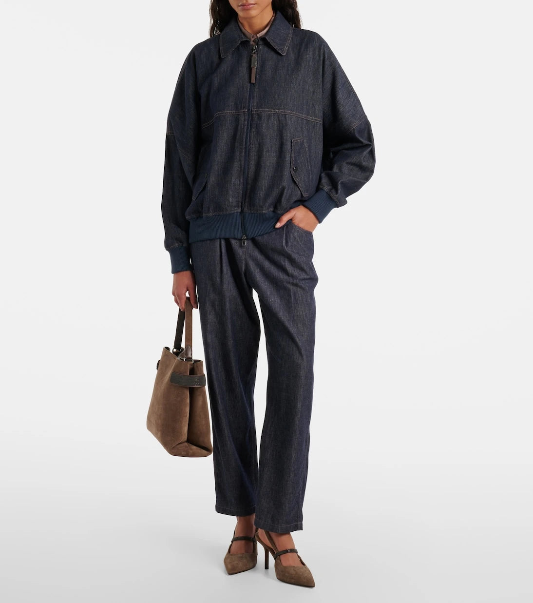 Brunello Cucinelli - Denim bomber jacket