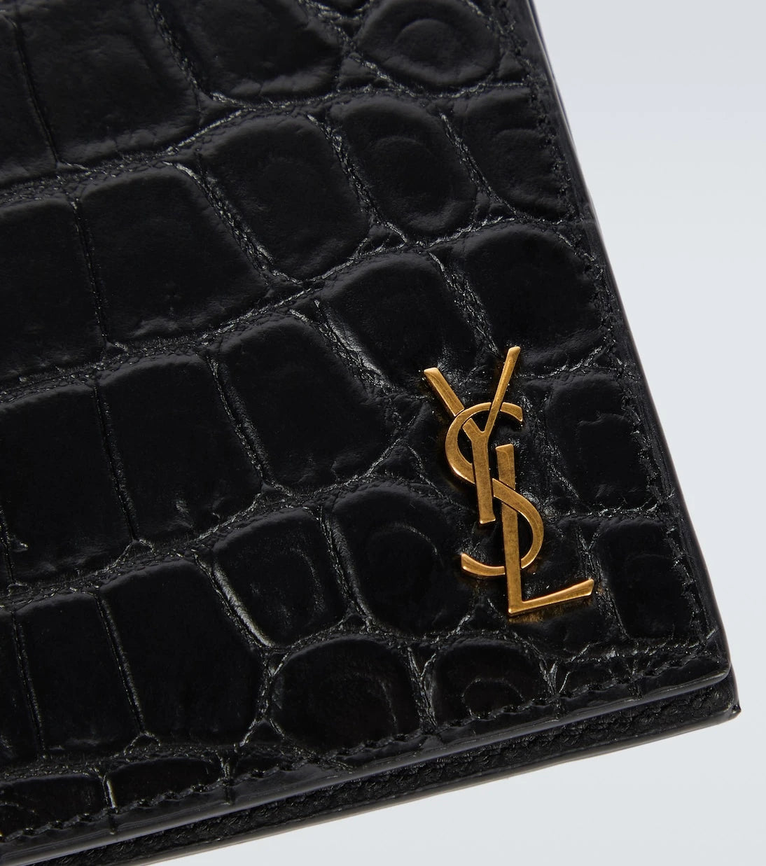 Saint Laurent - Cassandre croc-effect leather wallet