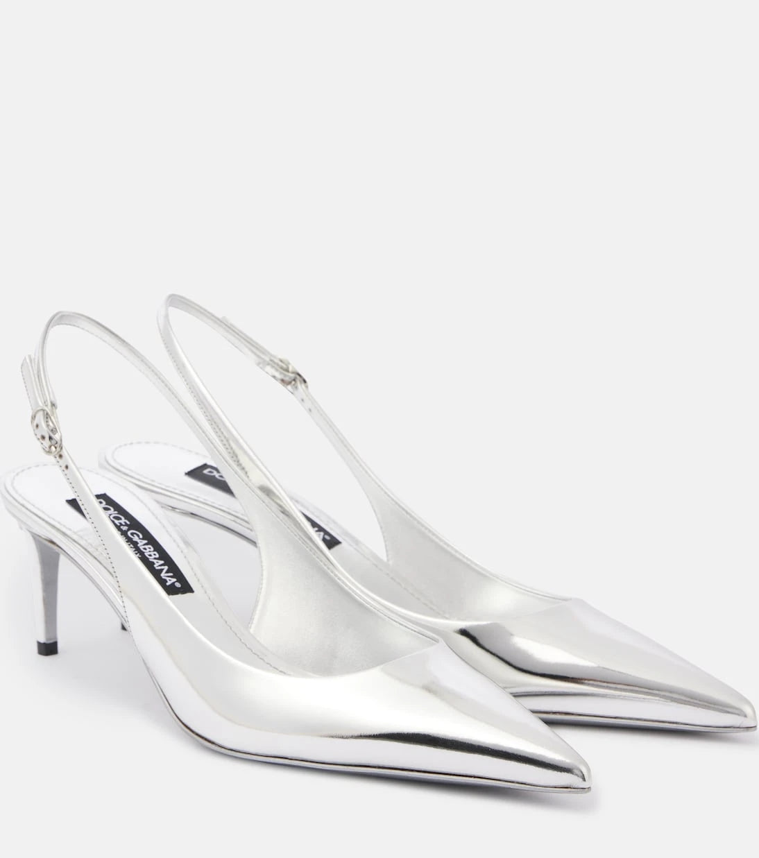 Dolce&Gabbana - Metallic leather slingback pumps