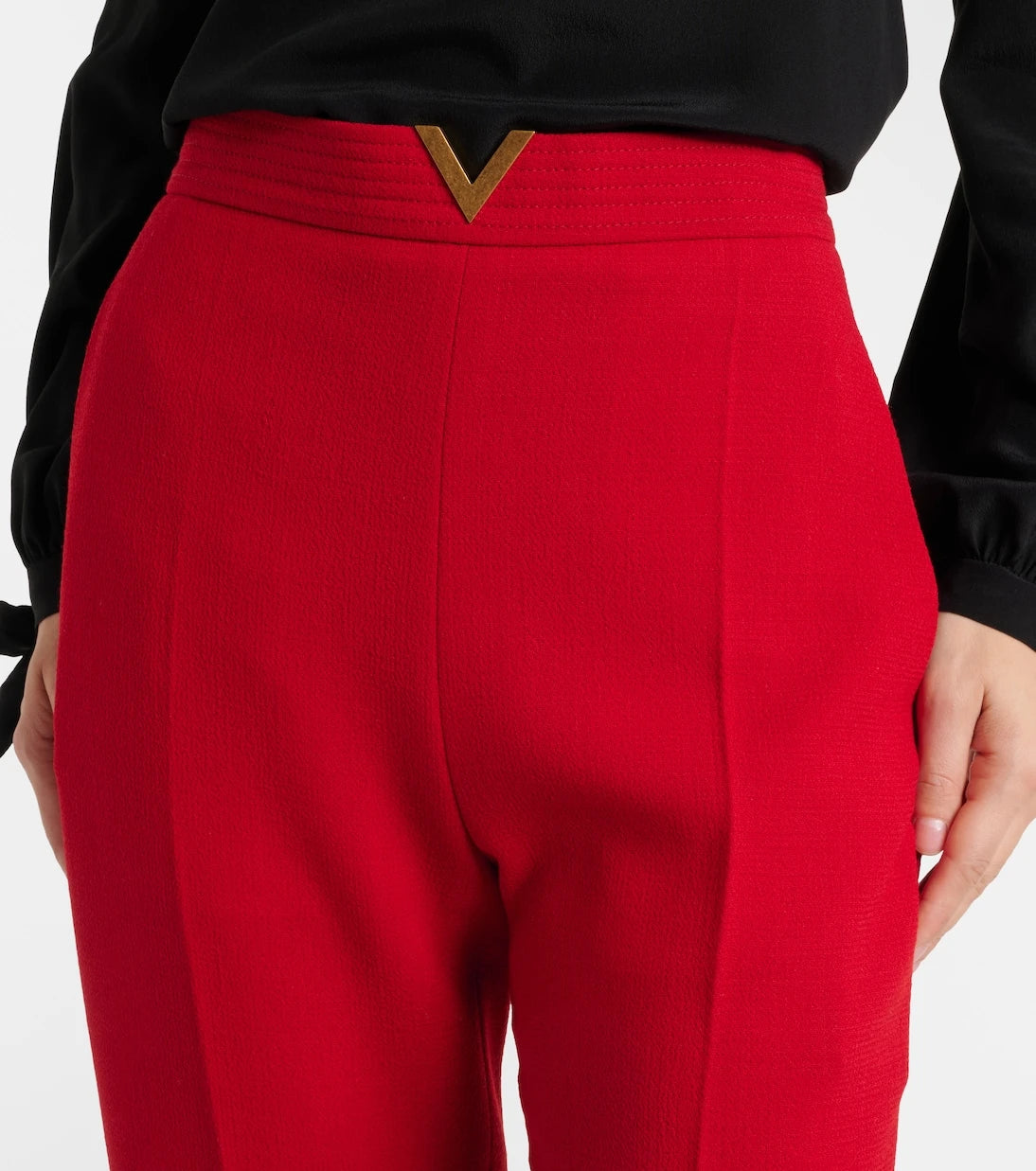 Valentino - VLogo cropped virgin wool crêpe straight pants