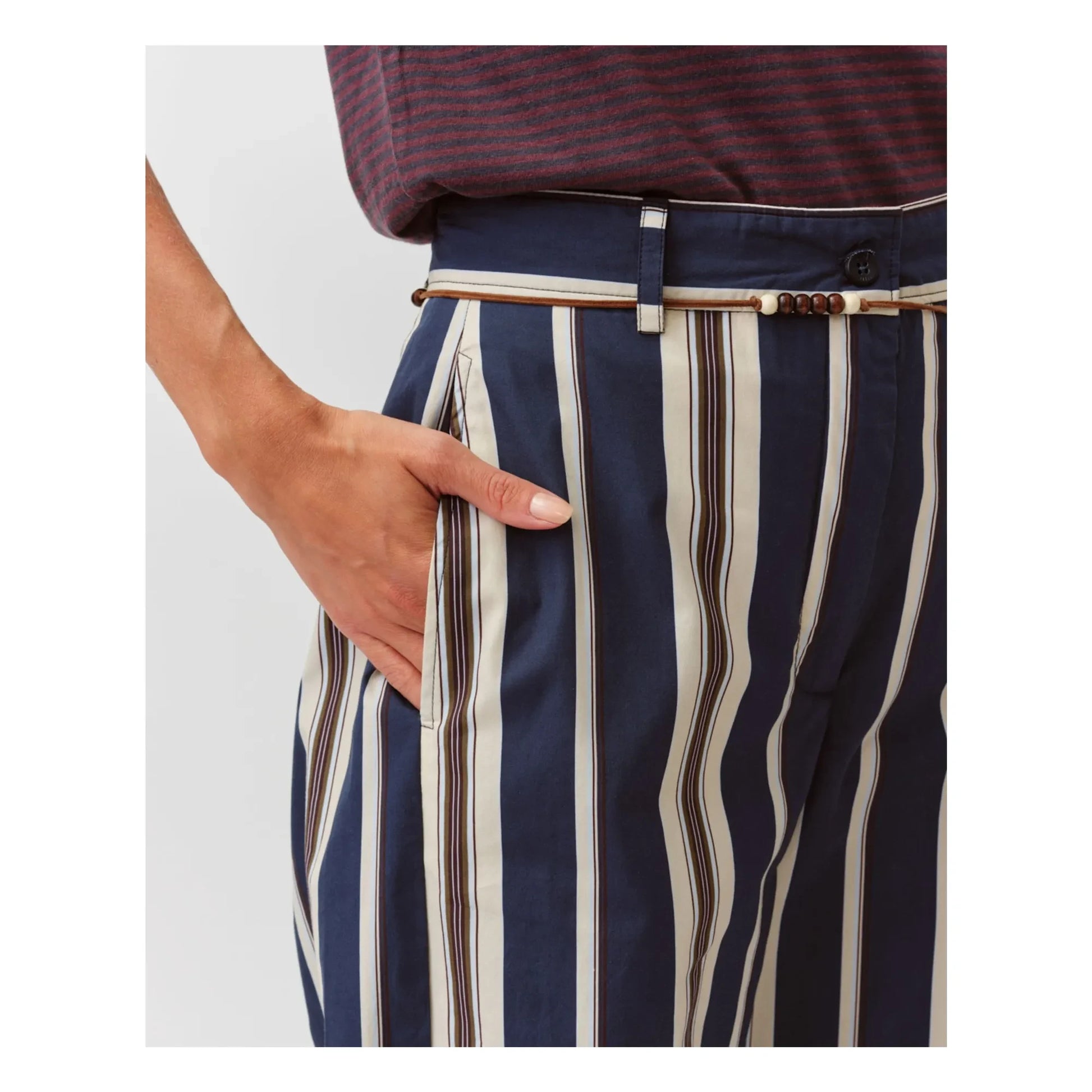 Diega - Pimao Striped Pants | Navy blue