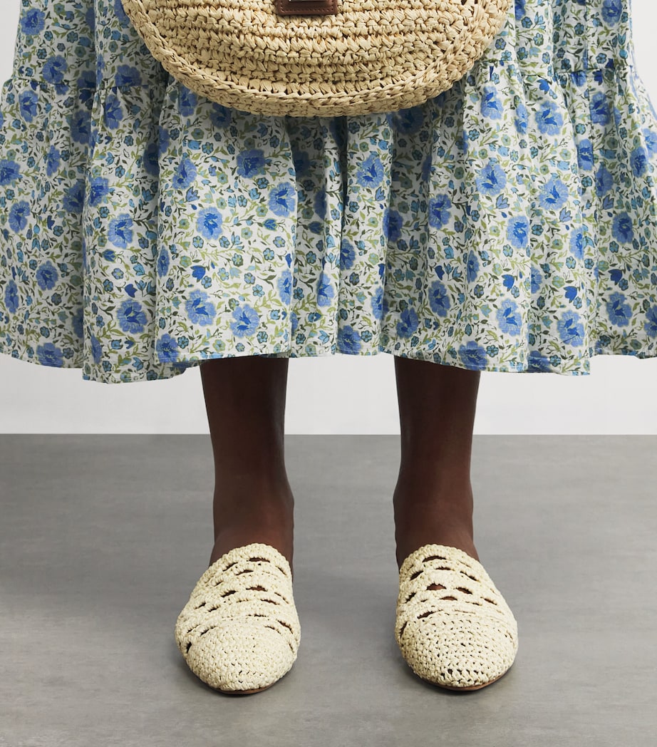 RAMLA Beige Raffia Mules