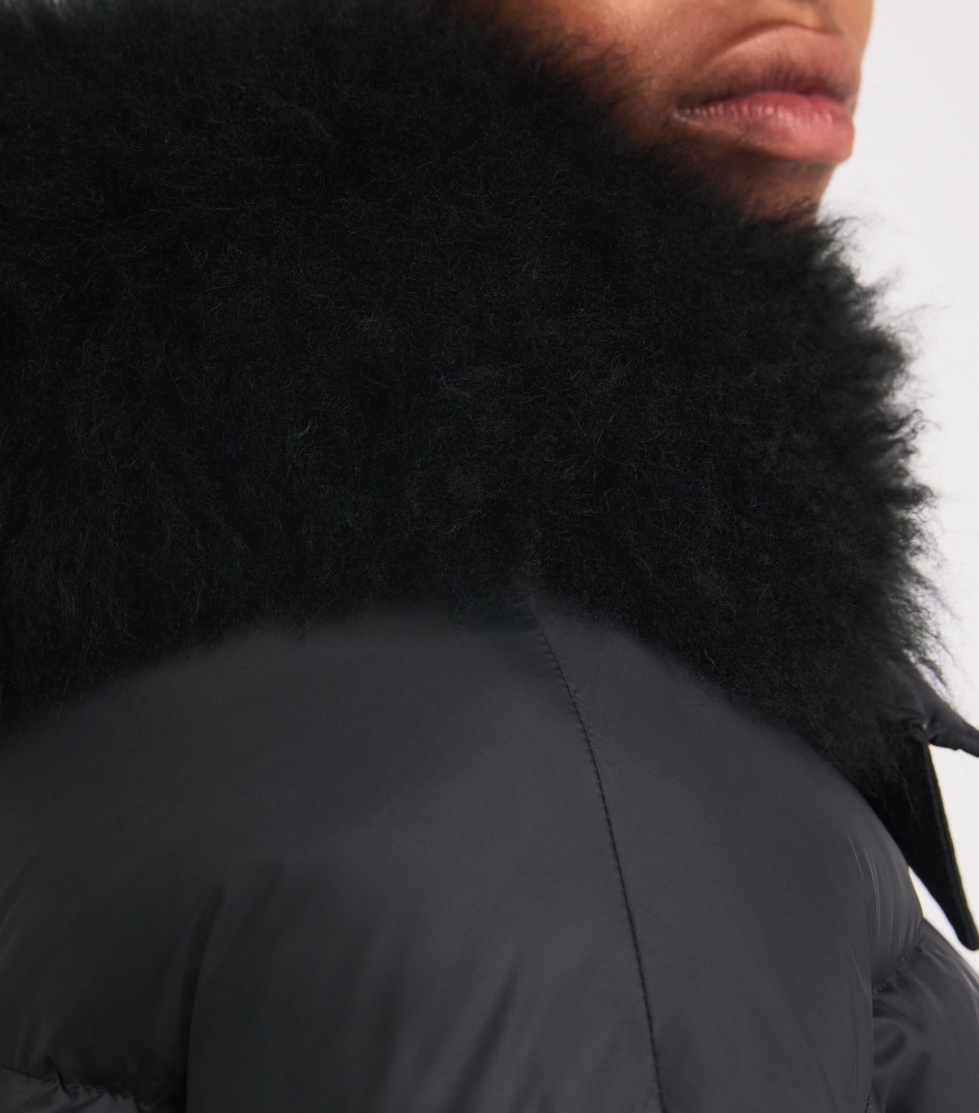Yves Salomon Black Waterproof Fur-Trim Down Jacket
