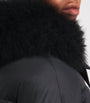 Yves Salomon Black Waterproof Fur-Trim Down Jacket