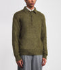 Auralee Green Super Kid Mohair-Wool Brushed Polo Sweater