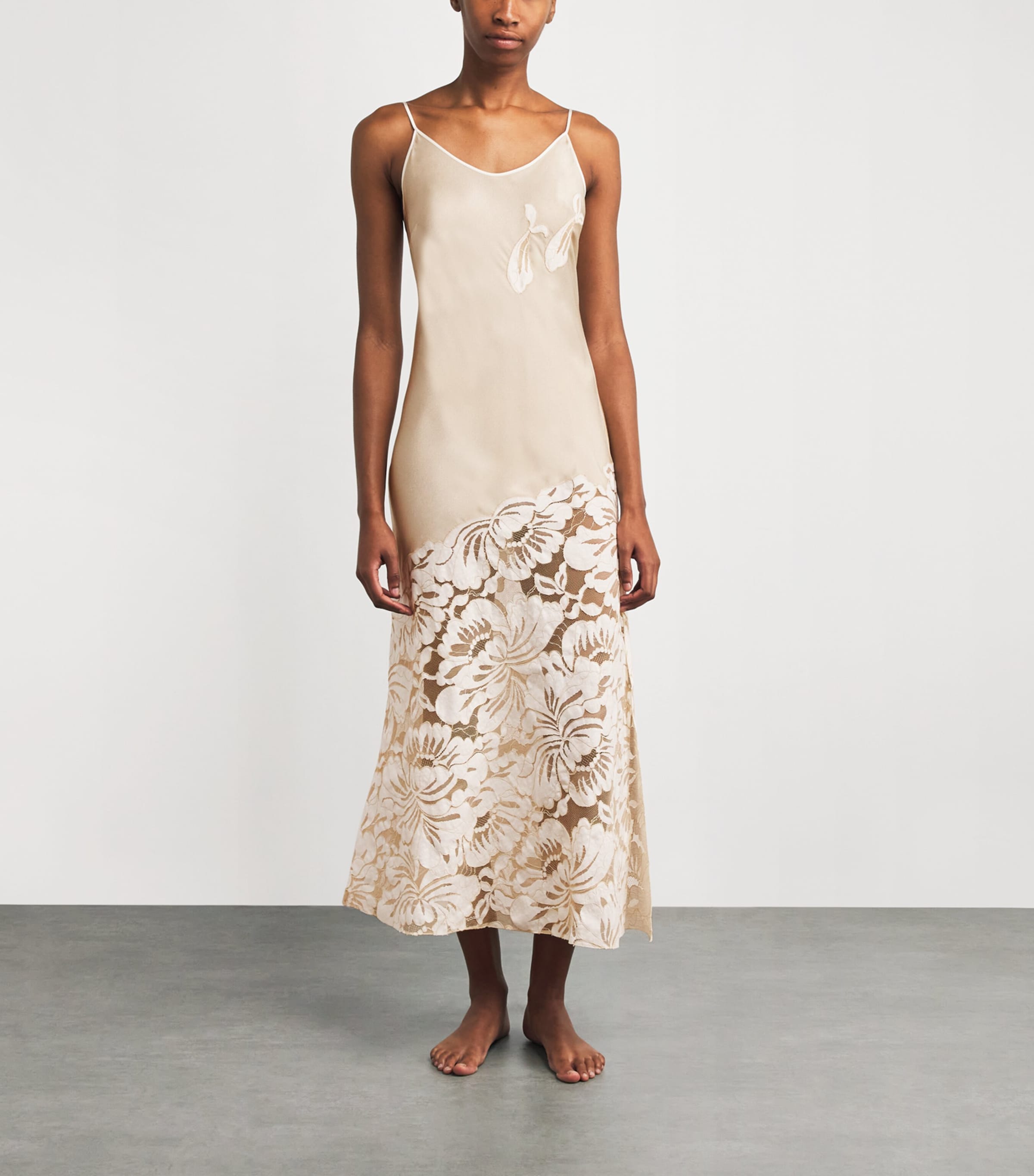 Bocan Beige Satin Embellished Elia Nightdress