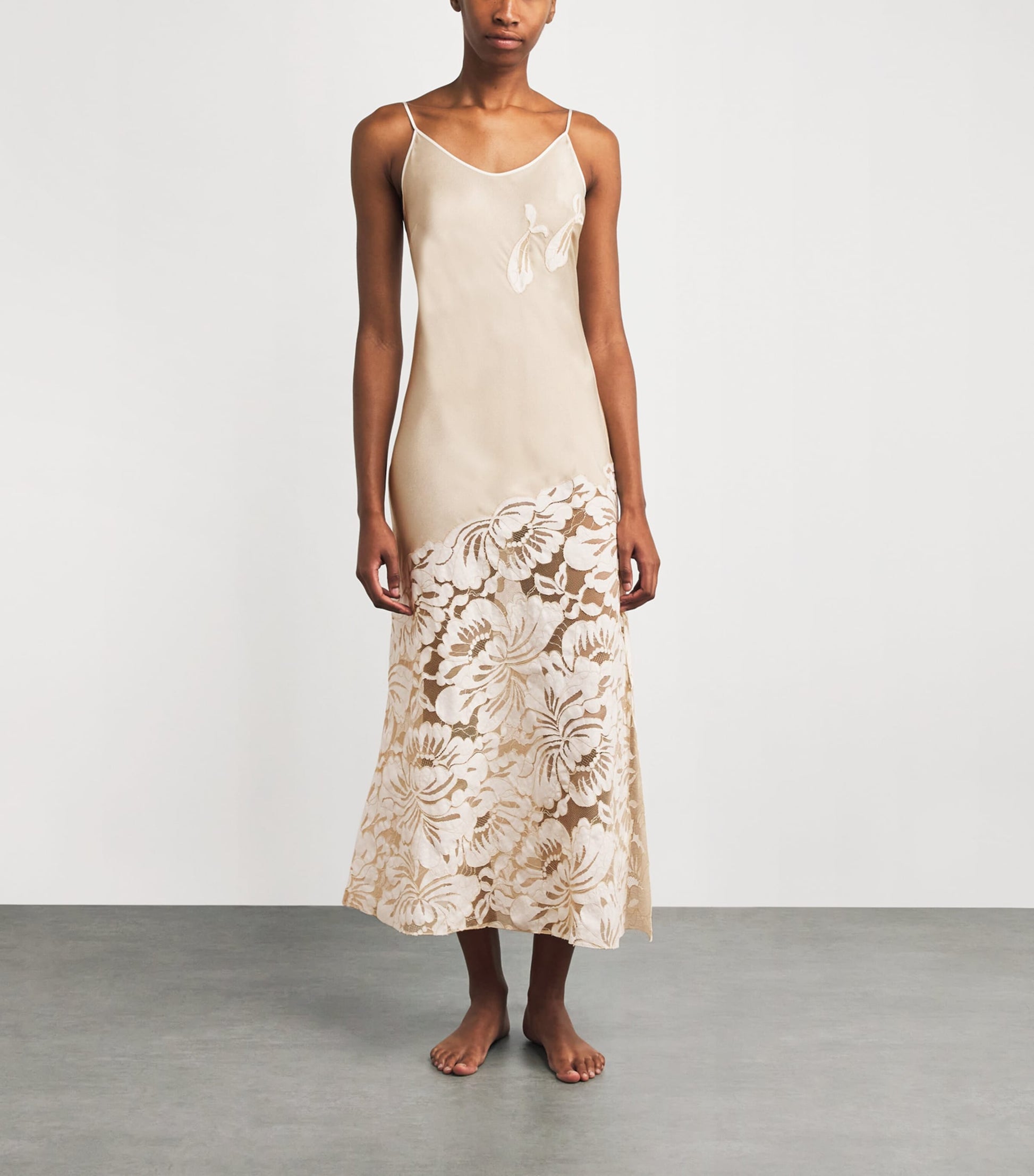 Bocan Beige Satin Embellished Elia Nightdress