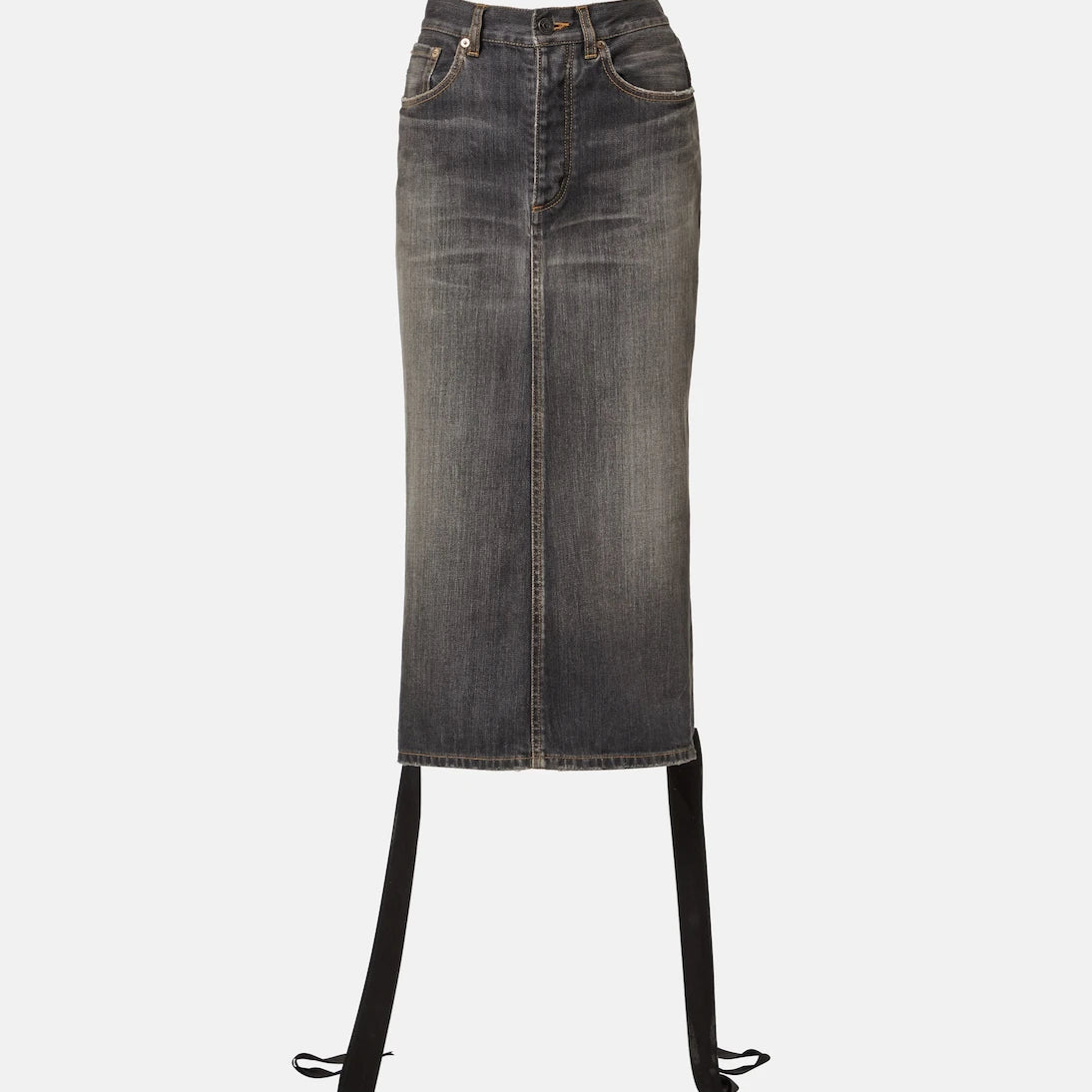 Balenciaga - Lace-up denim pencil skirt