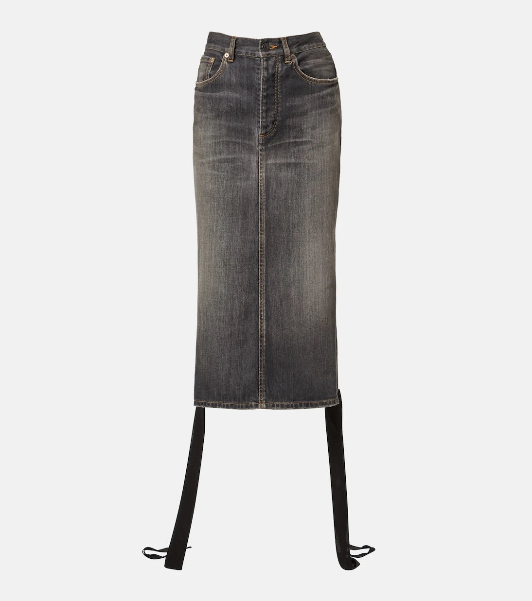 Balenciaga - Lace-up denim pencil skirt