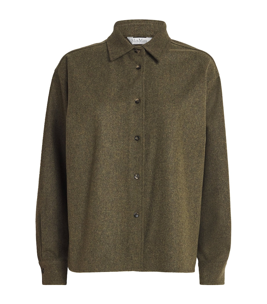 Max Mara Green Wool Collared Cardigan