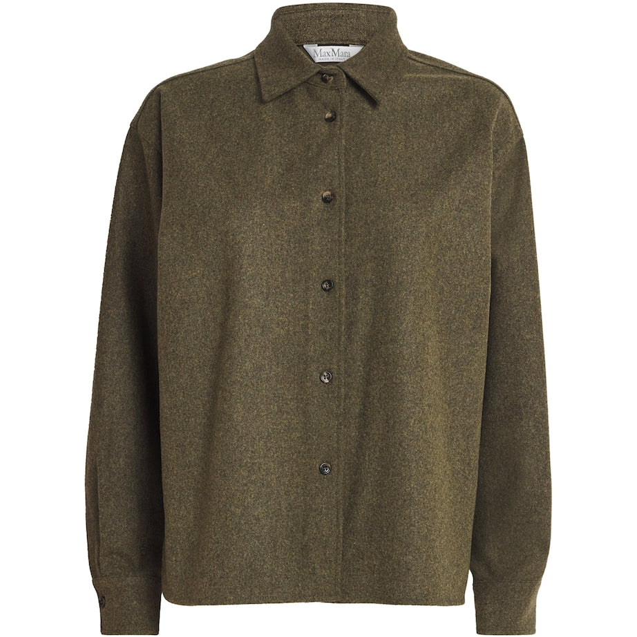 Max Mara Green Wool Collared Cardigan