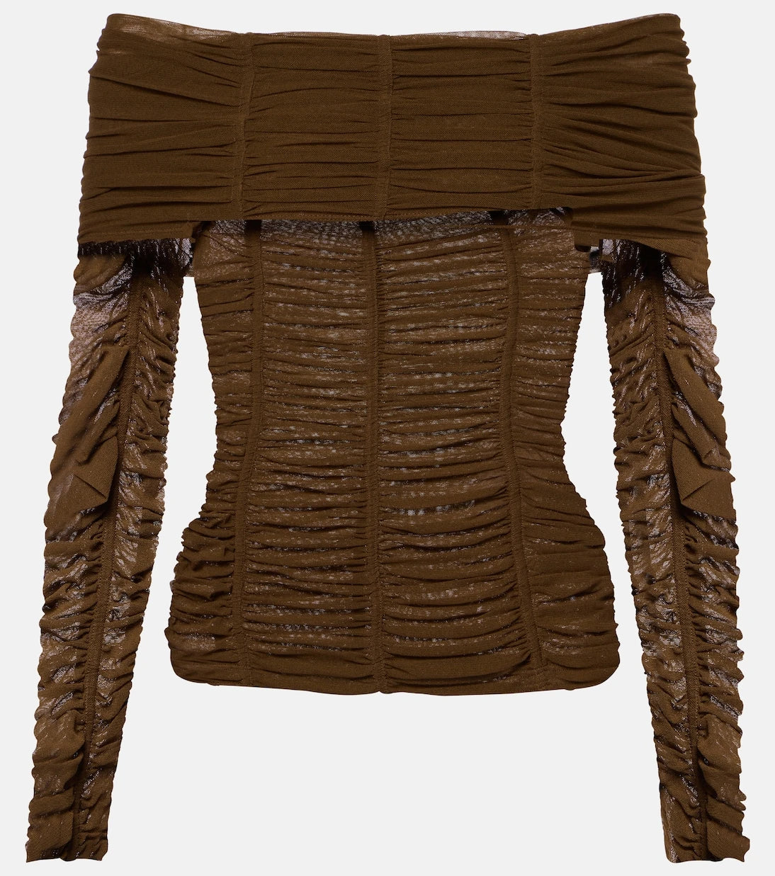 The Attico - Ruched off-shoulder jersey top