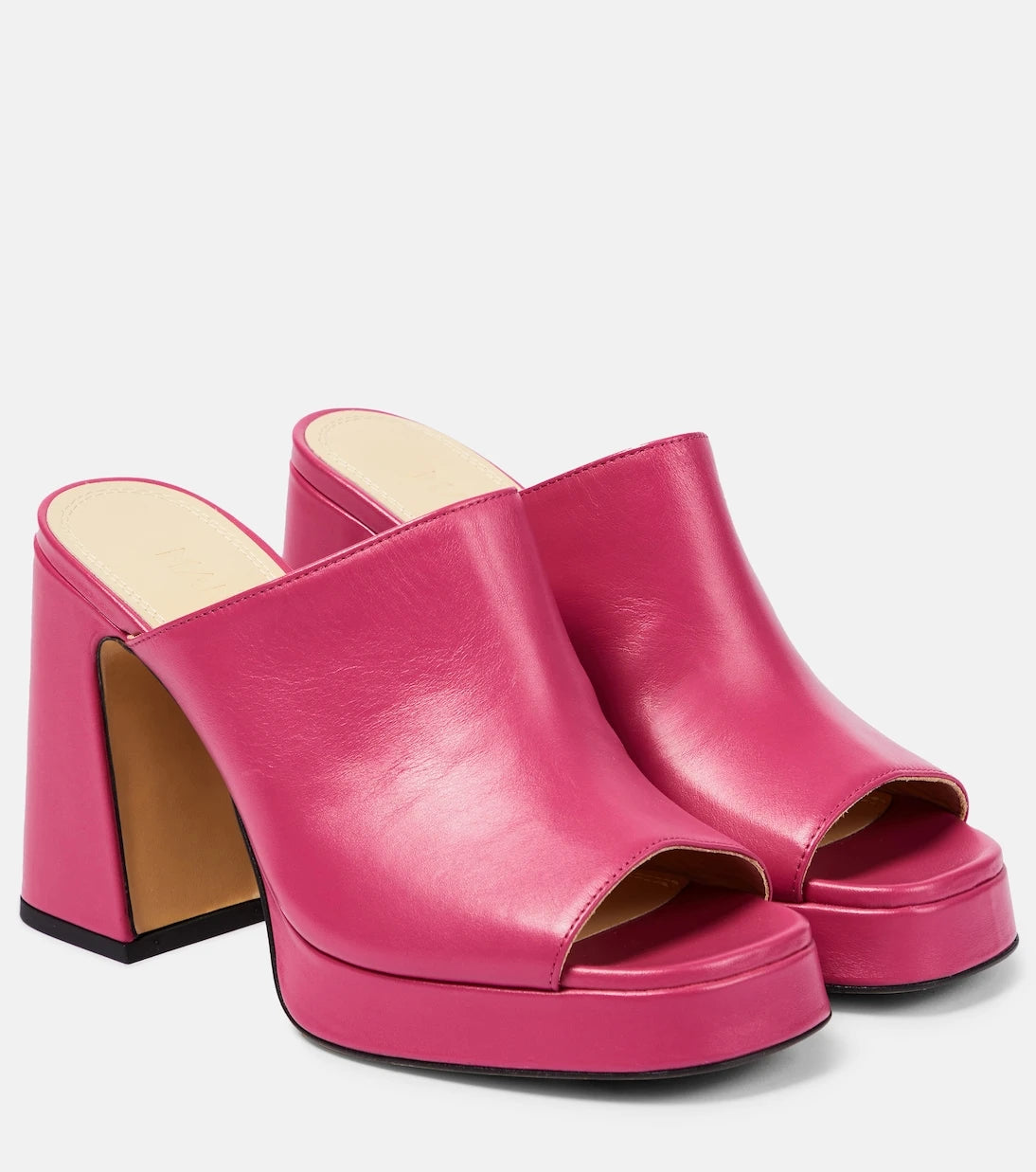 Souliers Martinez - Alba 90 platform leather mules