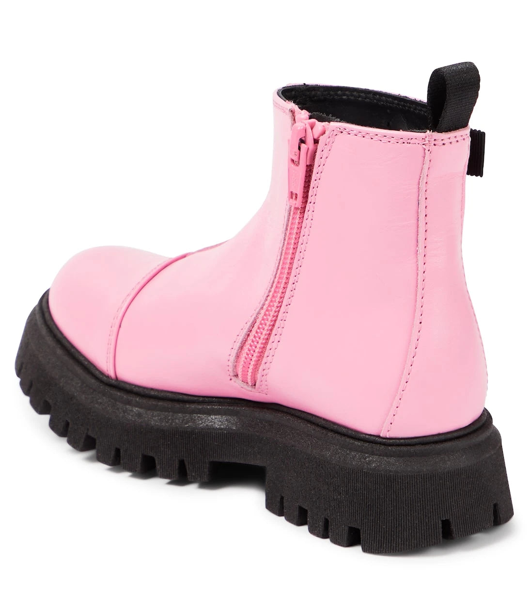 Moschino Kids - جزمة كاحل جلدية بشعار