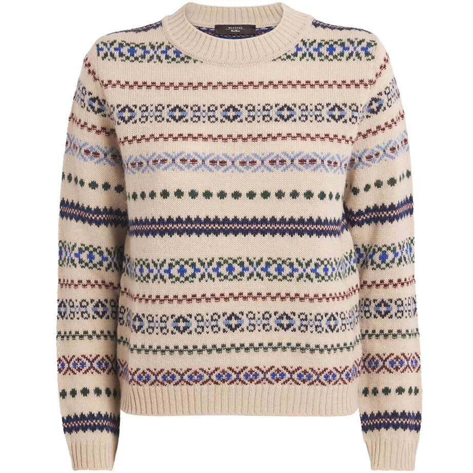 Weekend Max Mara White Wool-Alpaca-Blend Jacquard Sweater