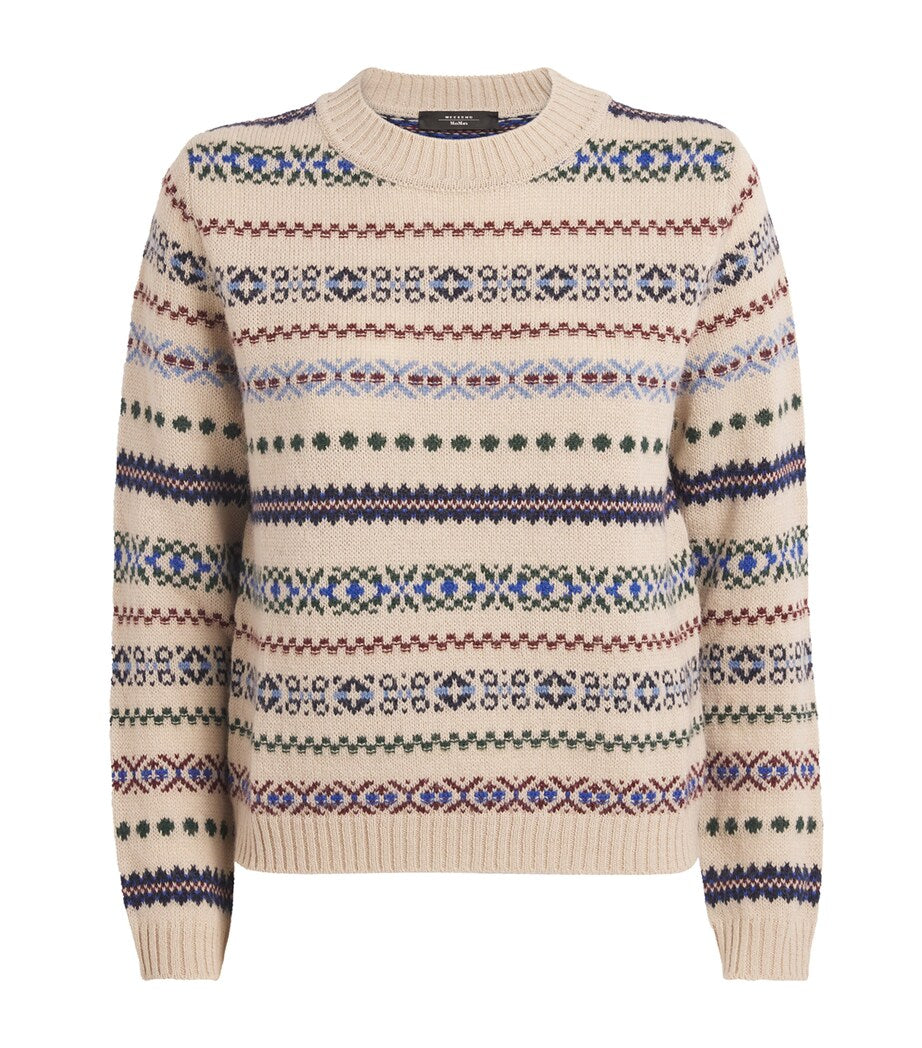 Weekend Max Mara White Wool-Alpaca-Blend Jacquard Sweater