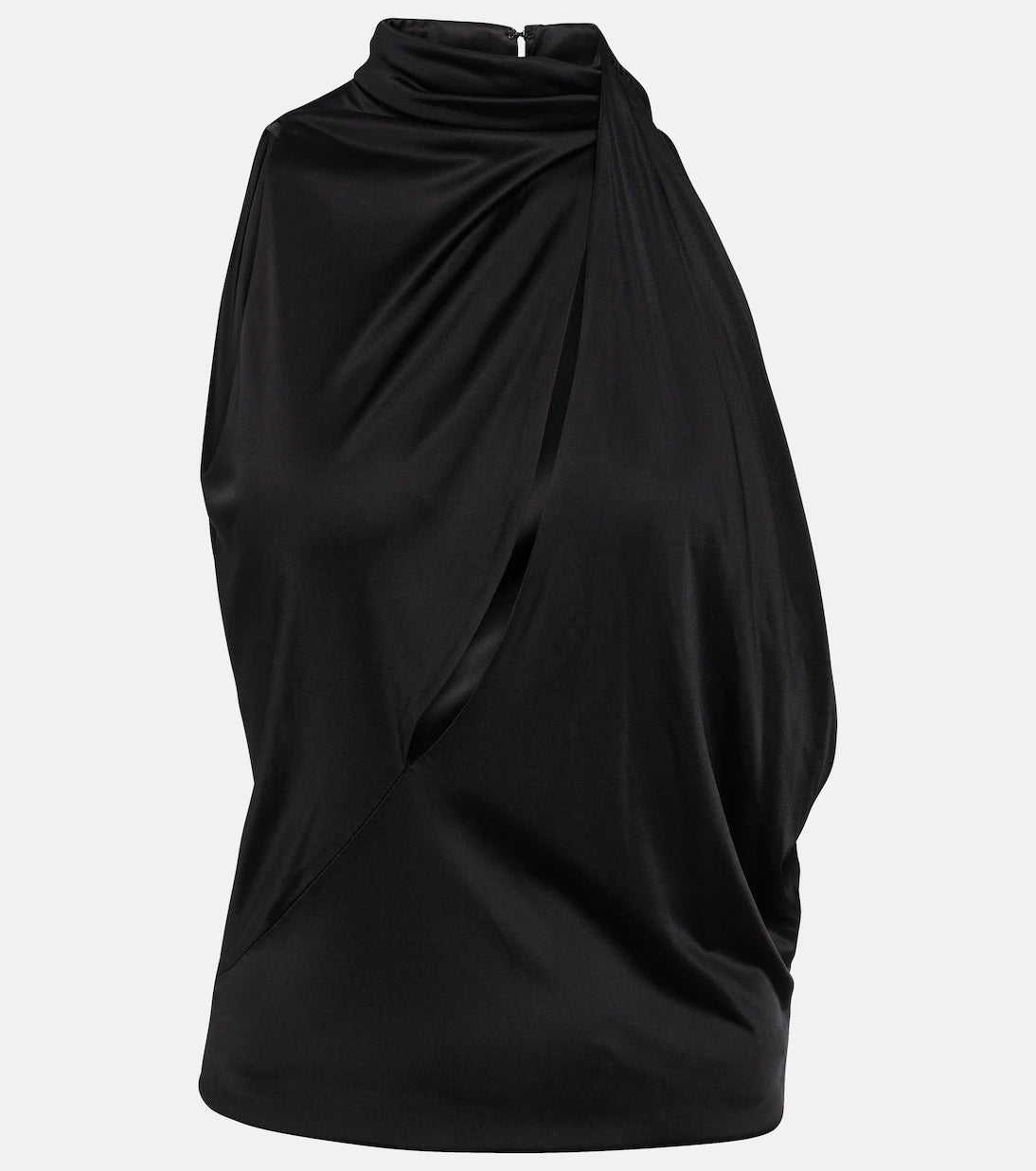 Versace - Cutout turtleneck satin top