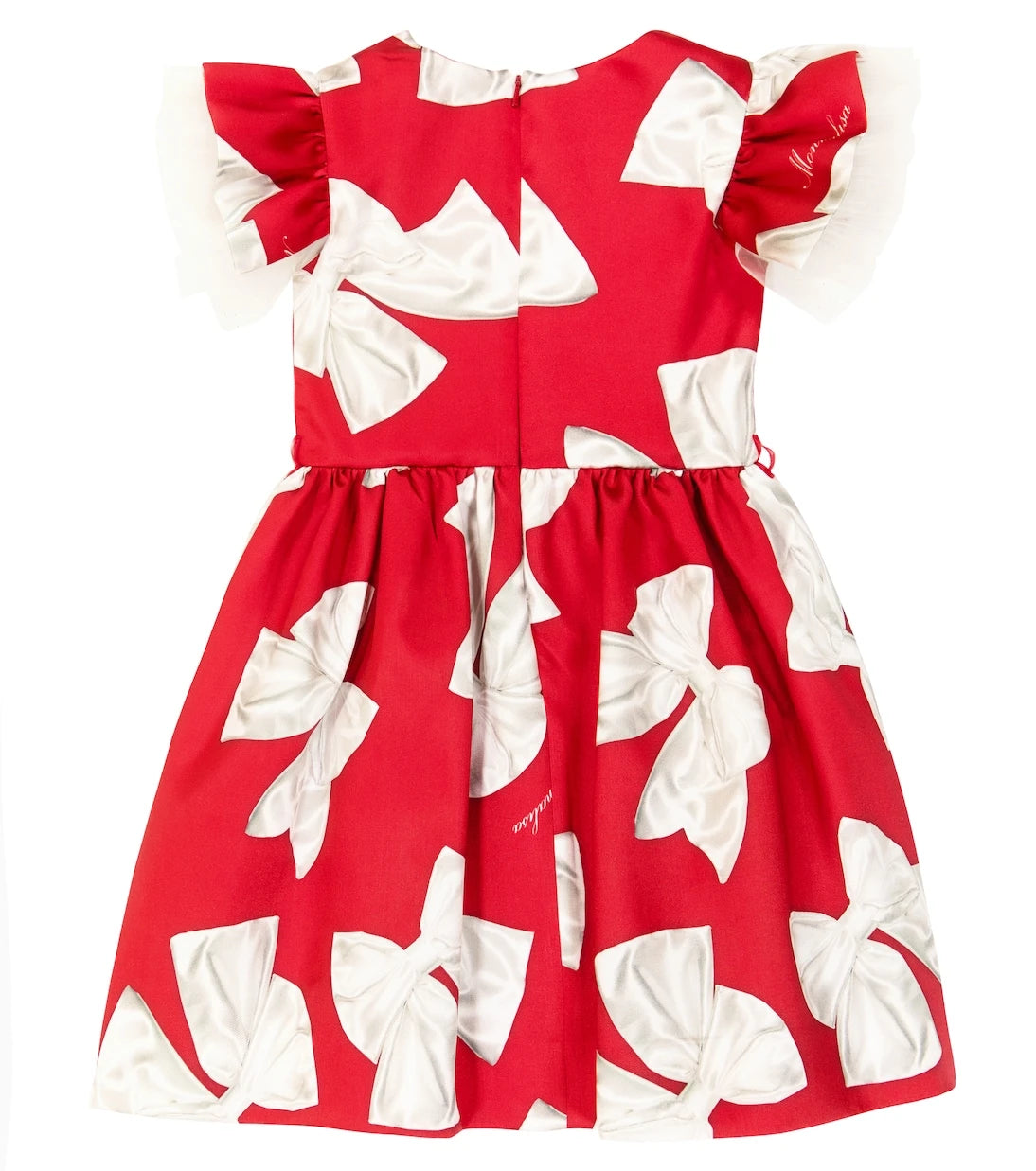 Monnalisa - Bow-printed belted dress