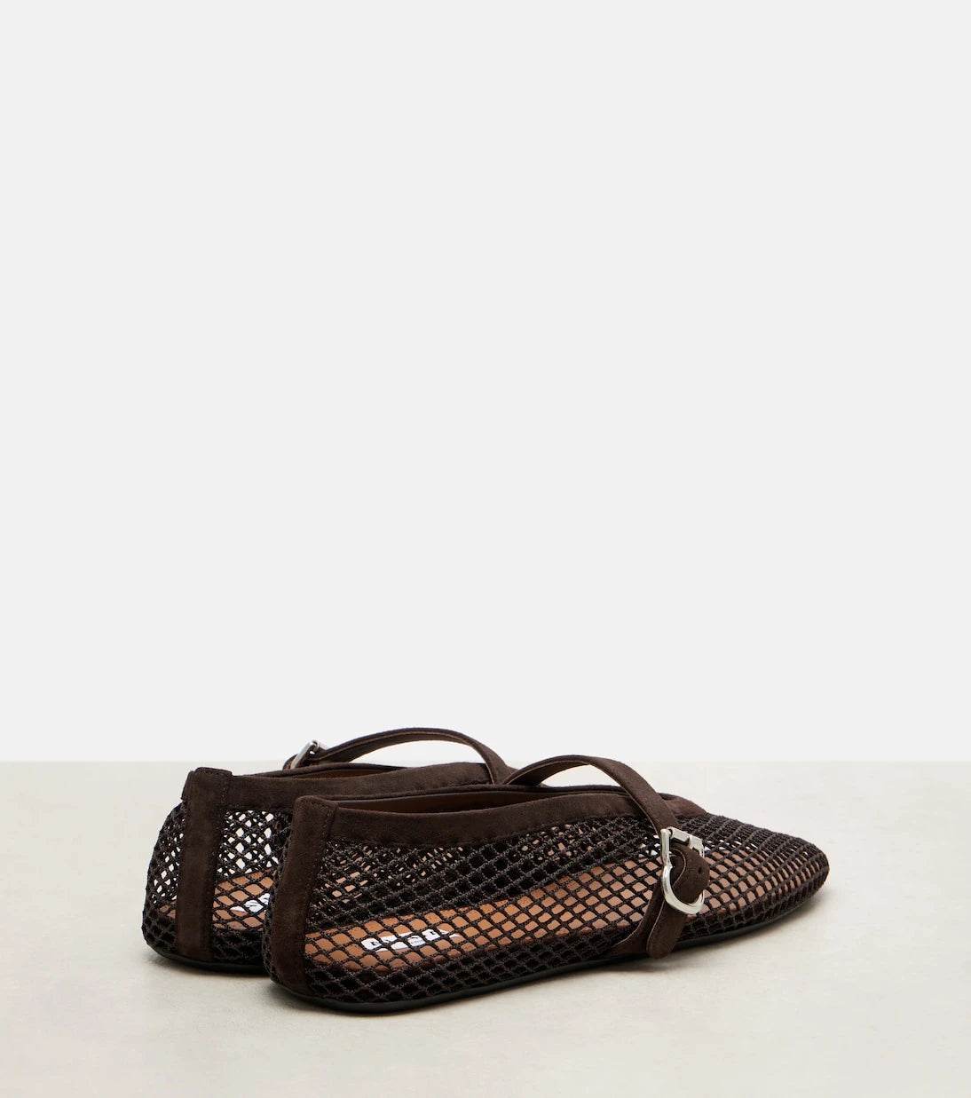 Alaïa - Suede-trimmed mesh ballet flats