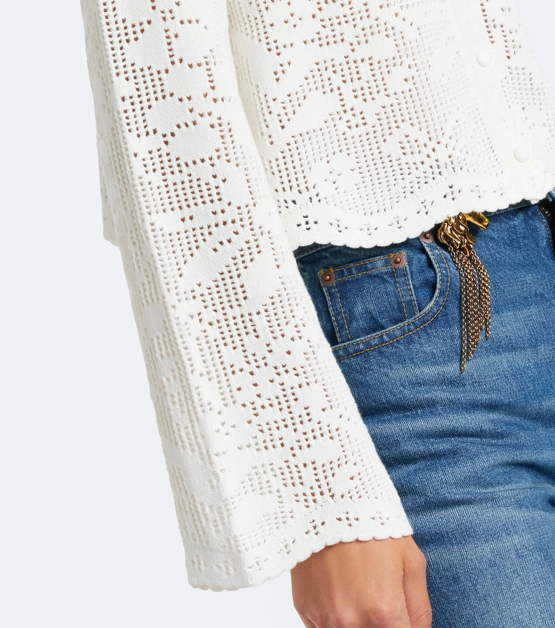 Chloé - Pointelle scalloped cotton cardigan