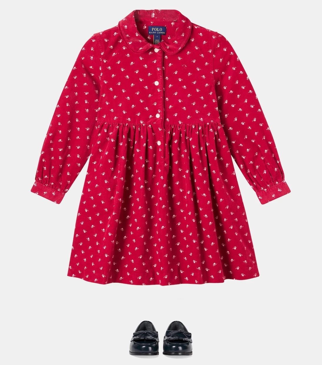 Polo Ralph Lauren Kids - فستان من القطن المضلّع بنقشة زهور